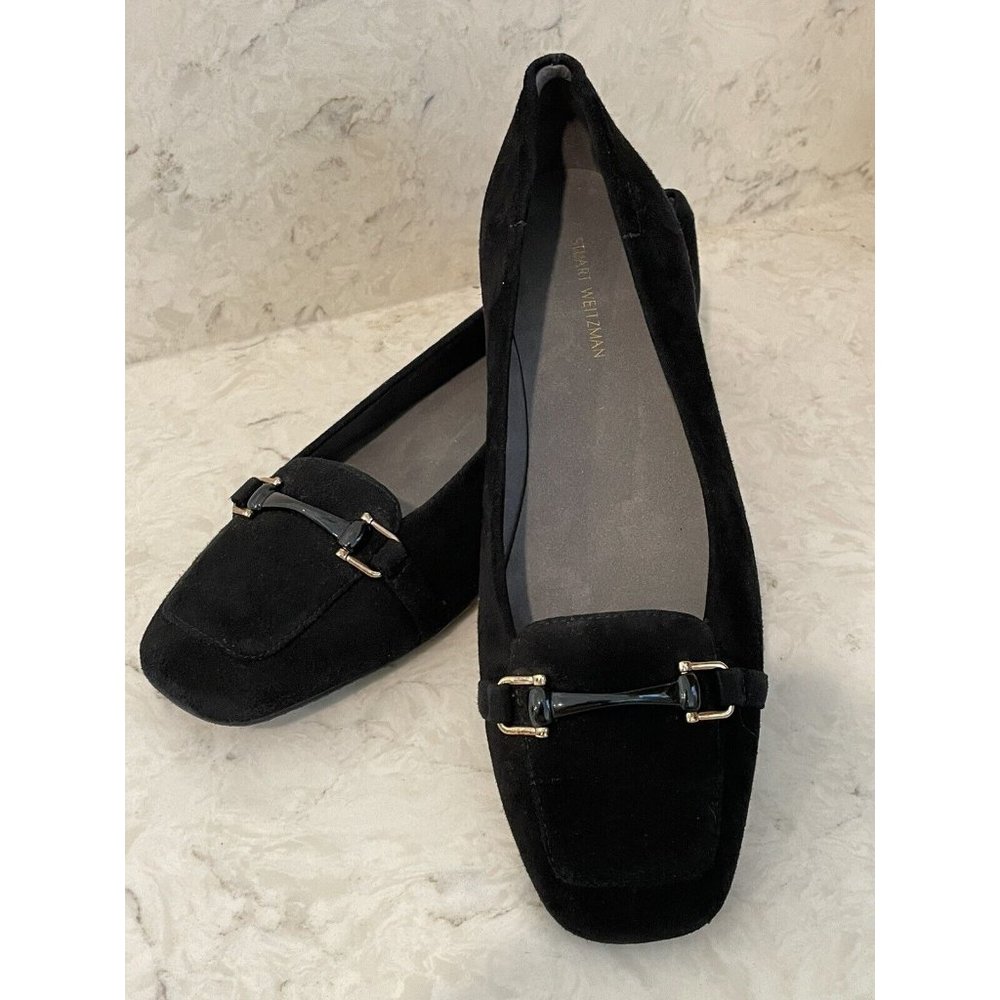 Stuart Weitzman Horsebit Mocnroll Black Suede, Size 8 New